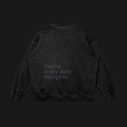 "4am" Heavy Oversized Sweater (Black)