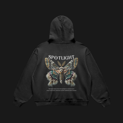 "Spotlight" Heavy Retro Hoodie (Black)