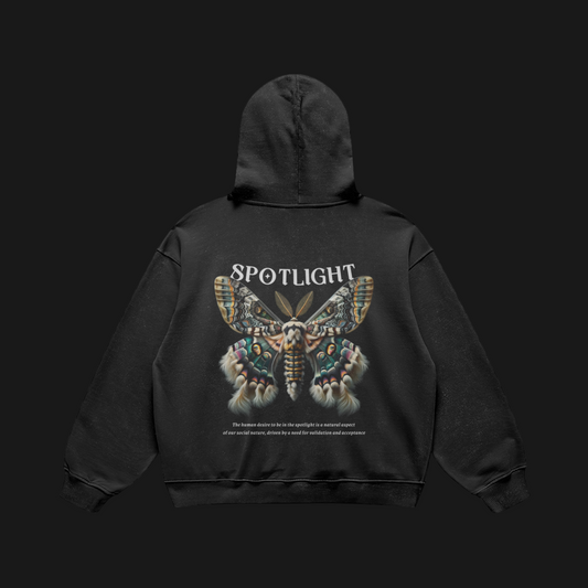 "Spotlight" Heavy Retro Hoodie (Black)