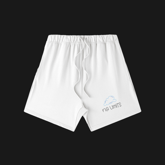 "No Limits" Oversized Sweat Shorts (White/Blue)