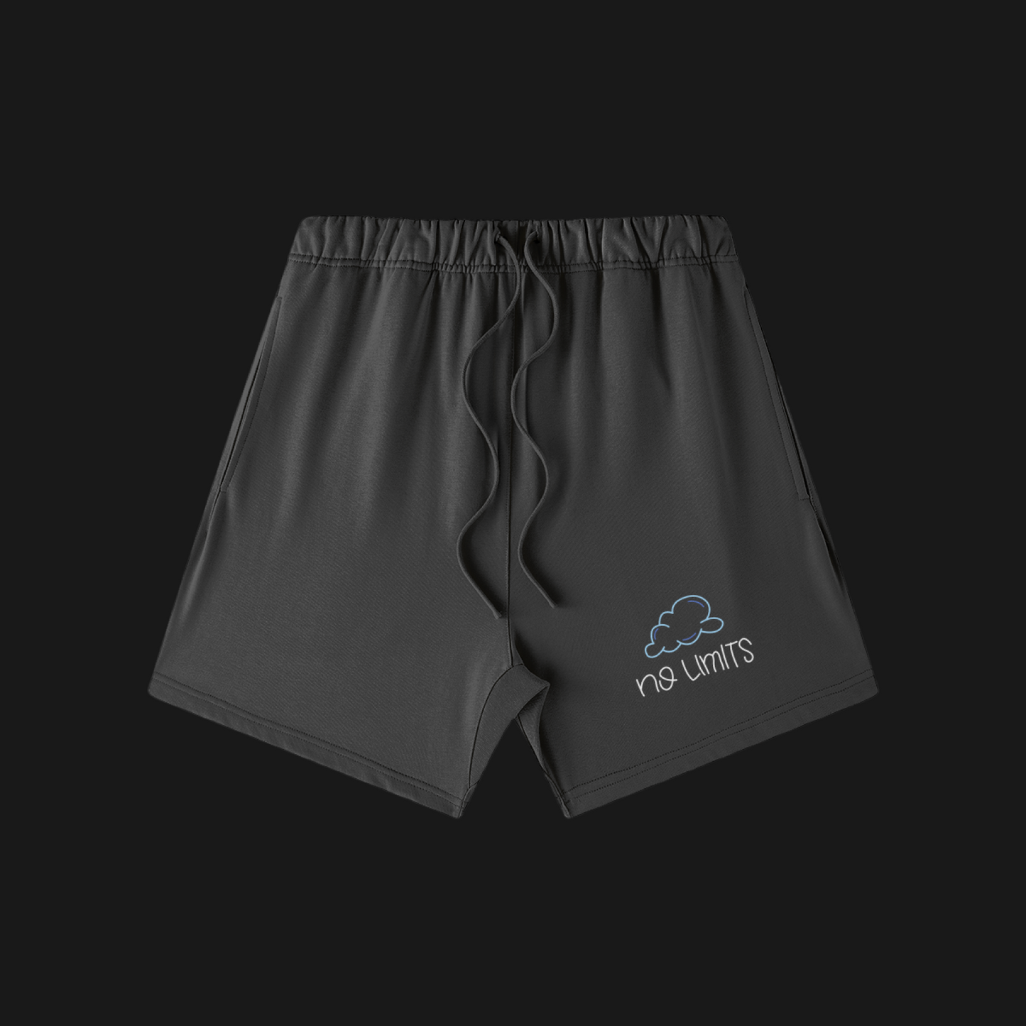 "No Limits" Oversized Sweat Shorts (Black/Blue)